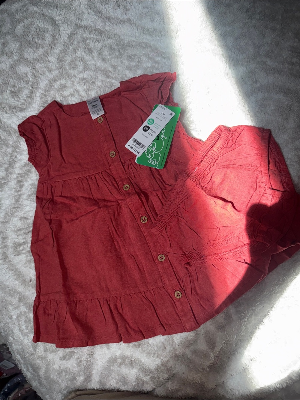 Carter's Girls Red Button-Front Dress with Ruffle Hem